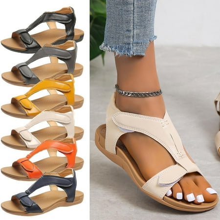 

Bnwani Women s Backstrap Sandal Arch Support Flat Heel Casual Sandals Shoes Beige 9