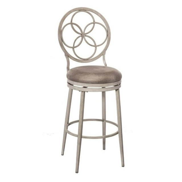 Bowery Hill 26" Faux Leather Swivel Counter Stool in Weathered Gray