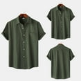 thumbnail image 2 of JTieacloth Business Casual Shirt Male Solid Color Jacquard Striped Shirt Pure Cotton Short Sleeve Lapel Button Down Shirt Green, 2 of 6
