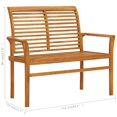 thumbnail image 2 of vidaXL Outdoor Patio Bench Garden Bench with Cushion for Porch Solid Wood Teak, 2 of 10