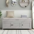 thumbnail image 2 of Bellemave Entryway Storage Bench with Cushion Seating, Shoe Bench with Cabinet and Shelves, Wooden End of Bed Bench for Bedroom/Living Room/Entryway/Foyer/Hallway (Gray Wash), 2 of 11