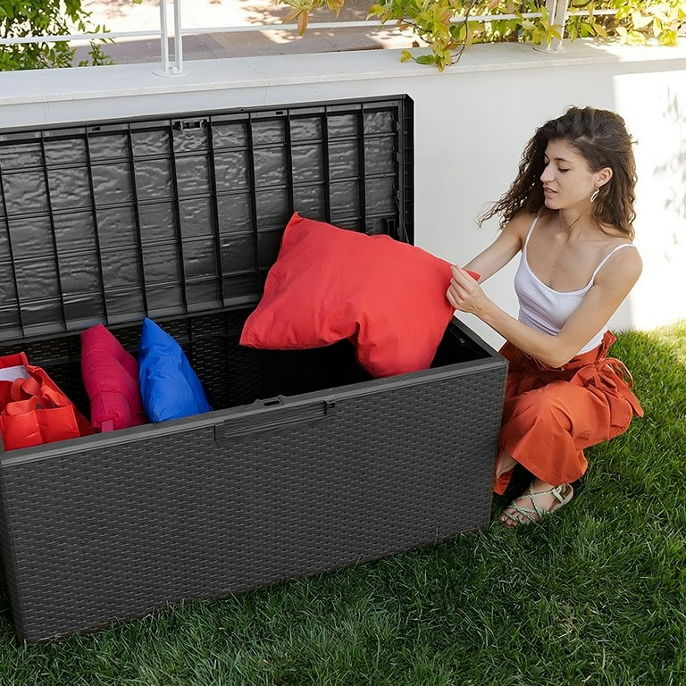 Toomax Portofino 90 Gallon Plastic Outdoor Storage Deck Box, Gray