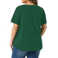 thumbnail image 3 of Agnes Orinda Women's Plus Size Top Crew Neck Short Sleeve t Shirts Flowy Pleated Dressy Casual Tunic Blouses 2X Dark Green, 3 of 6