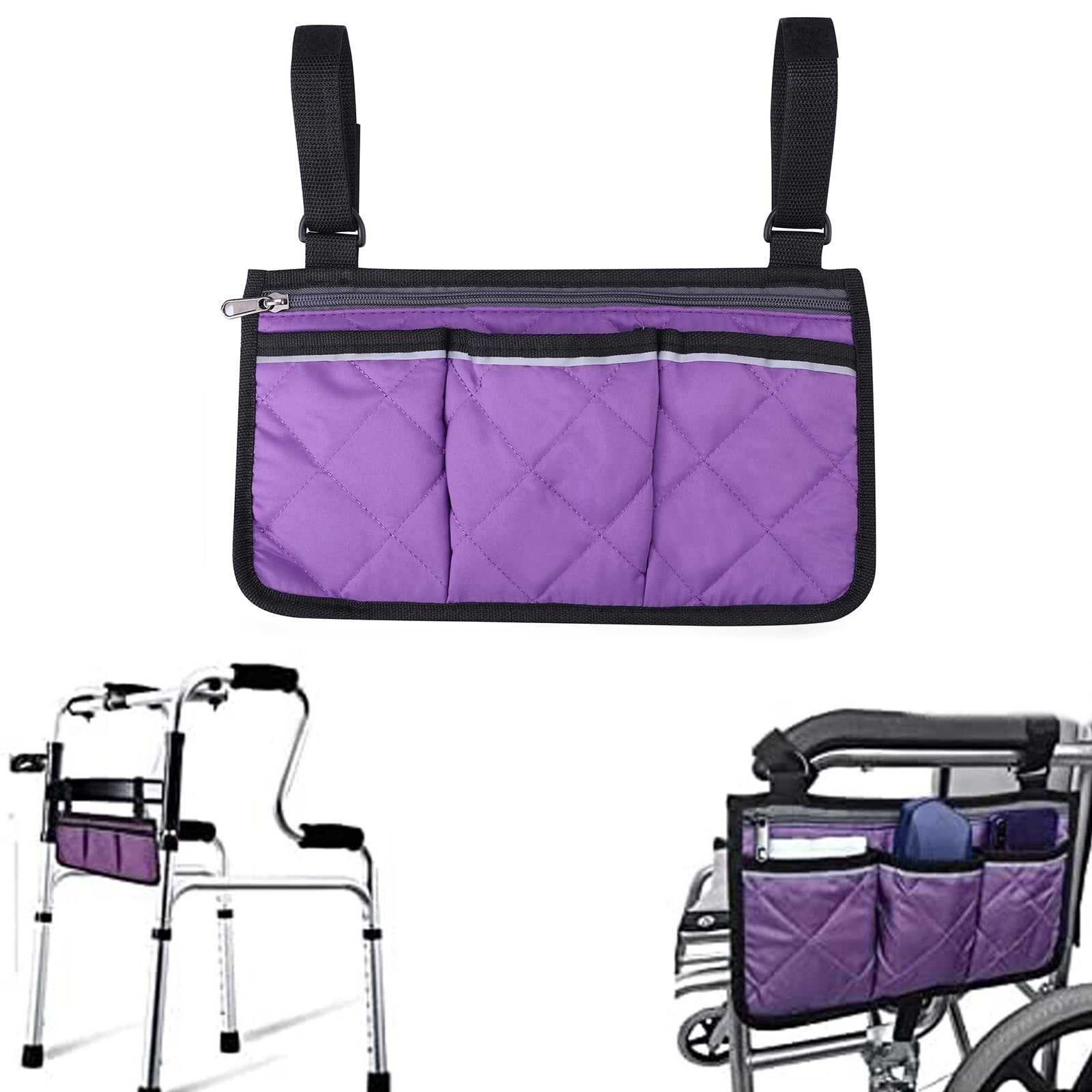 Wheelchair Side Organizer Storage Bag Armrest Pouch Bag with Cup Holder