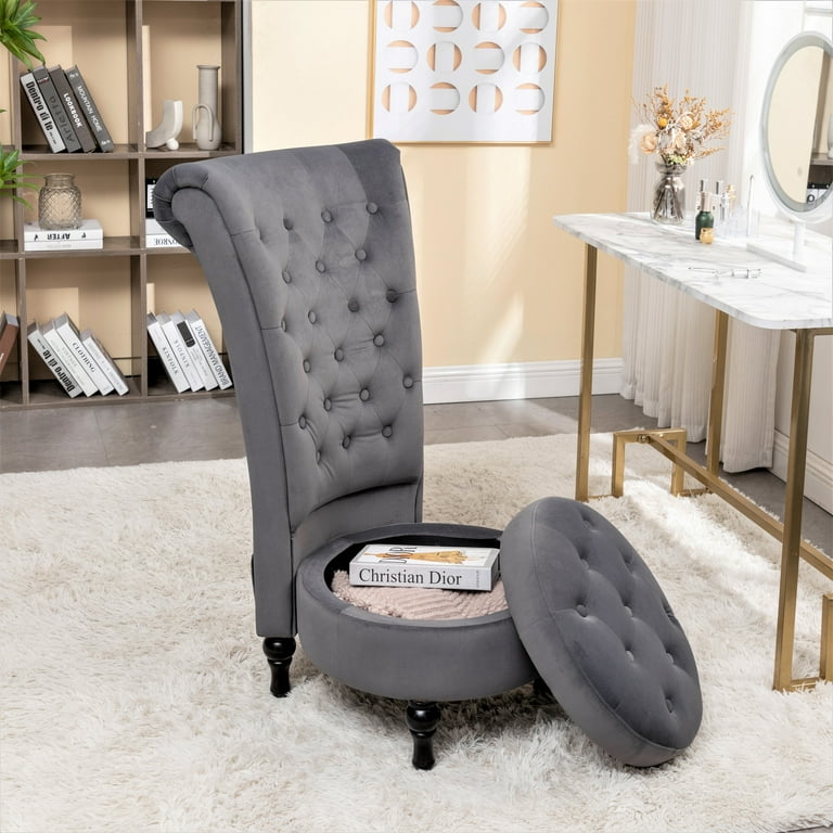 Grey velvet high back chair new arrivals