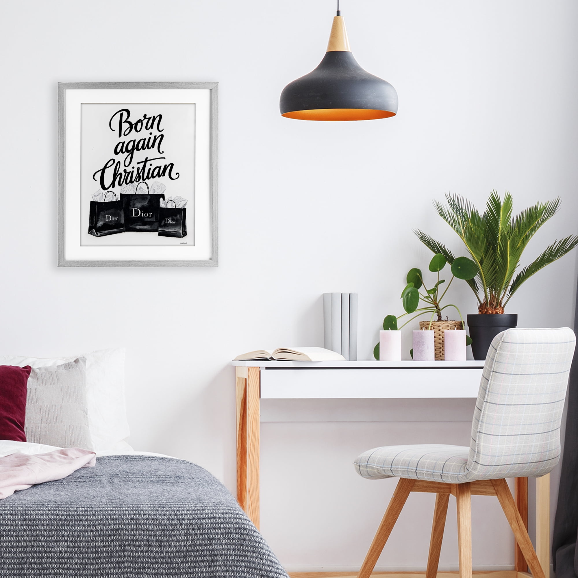 Shopping Born Again Christian Gray Framed Print Under Glass, design by Amanda Greenwood