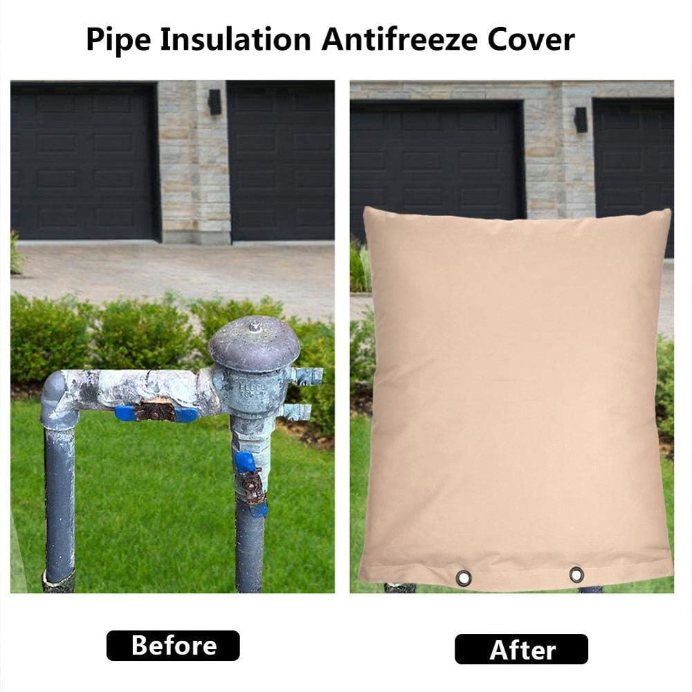 Redford Supply Pro Outdoor Backflow Preventer Insulation Cover for Winter Pipe Freeze Protection 12W x 26H, Beige Multi-use Waterproof Pouch for Water Sprinkler Valve Box Meter or Controller