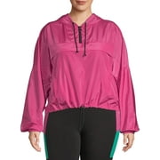 No Boundaries Juniors' Plus Size Printed and Solid Popover Windbreaker Jacket