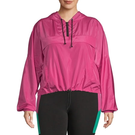 No Boundaries Juniors' Plus Size Printed and Solid Popover Windbreaker Jacket