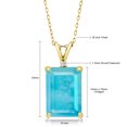 thumbnail image 3 of Gem Stone King 18K Yellow Gold Plated Silver Green Turquoise and White Moissanite Pendant Necklace for Women (5.02 Cttw, Gemstone Birthstone, Emerald Cut 14X10MM, with 18 inch Silver Chain), 3 of 4