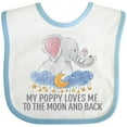 thumbnail image 3 of Inktastic My Poppy Loves Me to the Moon and Back Elephants in Clouds Boys or Girls Baby Bib, 3 of 4