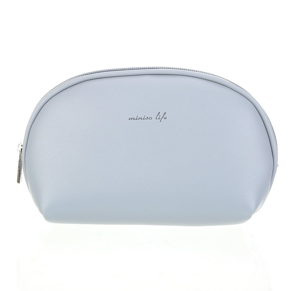 MINISO Cosmetic Bag Semicircular Blue Portable Makeup Pouch for Womens Multifunctional Travel