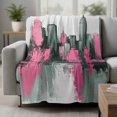 thumbnail image 2 of Pink Green Oil Painting Blanket Soft Cozy Warm Throw Blanket for Couch, Plush Fuzzy Flannel Fleece Blankets for Sofa, Modernism Minimalist City Bed Blankets Lightweight Gifts for Women, 32"x48", 2 of 9