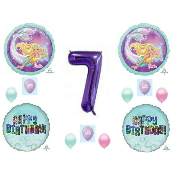 Barbie Mermaid 7th Happy Birthday Party Balloons Decoration Supplies Ocean