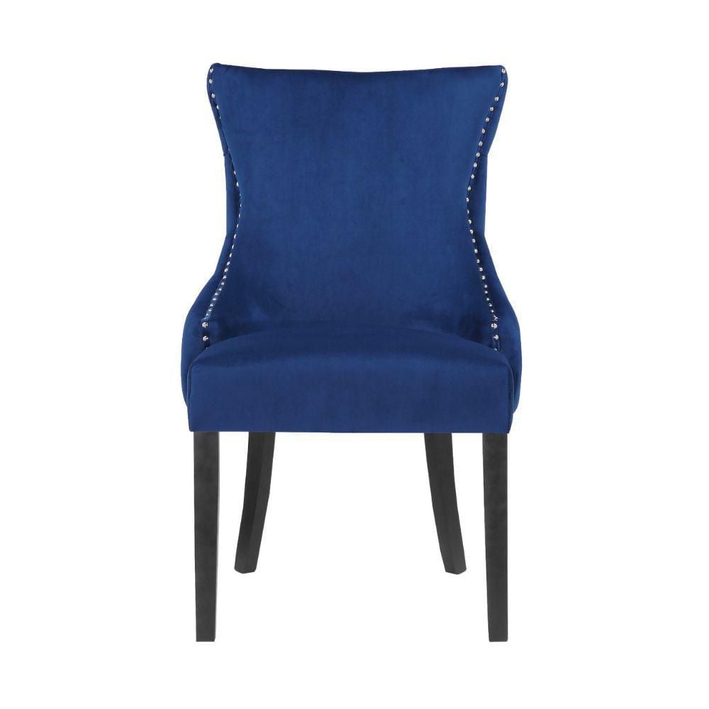 Ensemble de 2 chaises de salle à manger Storm – Chaises d'appoint de salle à manger classiques et modernes en velours bleu avec rembourrage confortable et pieds en bois noir élégants, parfaites pour l