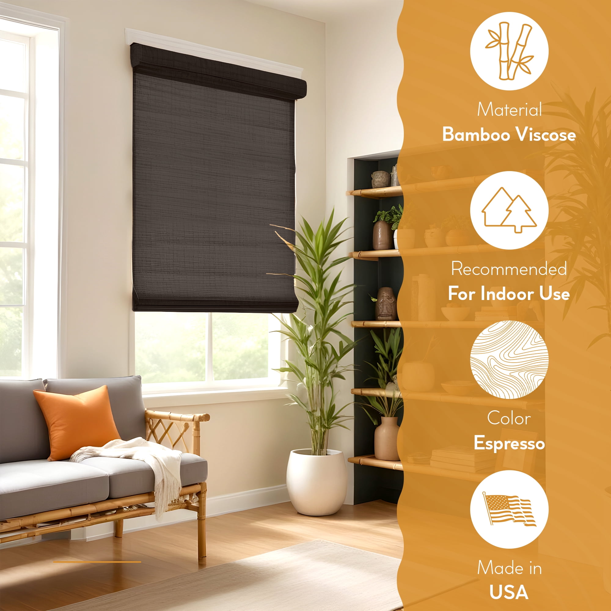 Radiance Cordless Privacy Weave Newport Roman Shade, Espresso