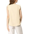thumbnail image 3 of Unique Bargains Women's Ruffled V Neck Sleeveless Work Summer Tops Shirts M Beige, 3 of 7