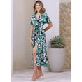 thumbnail image 2 of DARING DIVA Floral Split Hem Short Sleeve Maxi Tropical Dress XL Green, 2 of 6