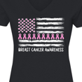 thumbnail image 4 of Inktastic Breast Cancer Awareness Pink Ribbons and Flag Women's V-Neck T-Shirt, 4 of 5