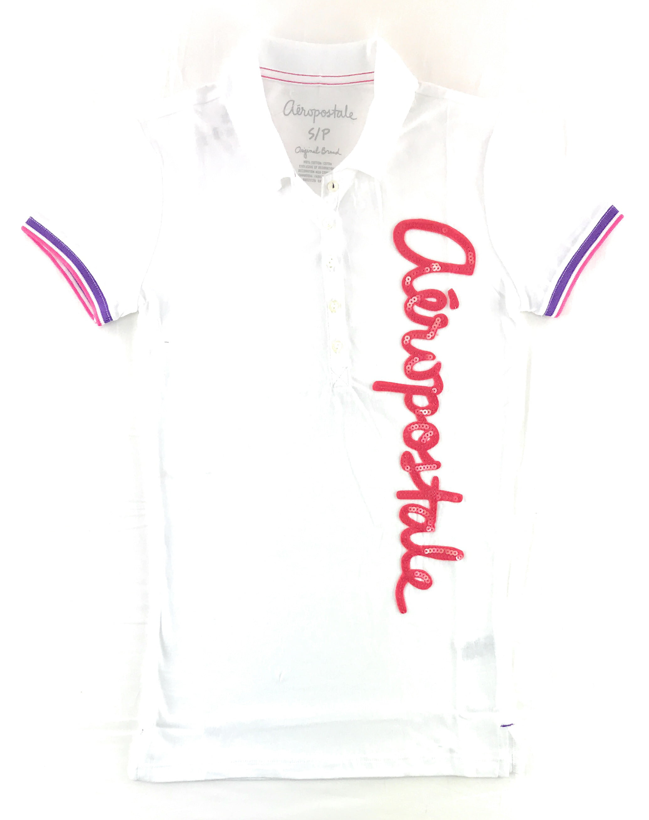 AEROPOSTALE Womens Polo Shirt Aero New York Graphic Embroidered Logo Est 87