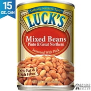 Luck's Mixed Beans (Pinto Beans and Great Northern Beans) Seasoned with Pork 15 oz Can