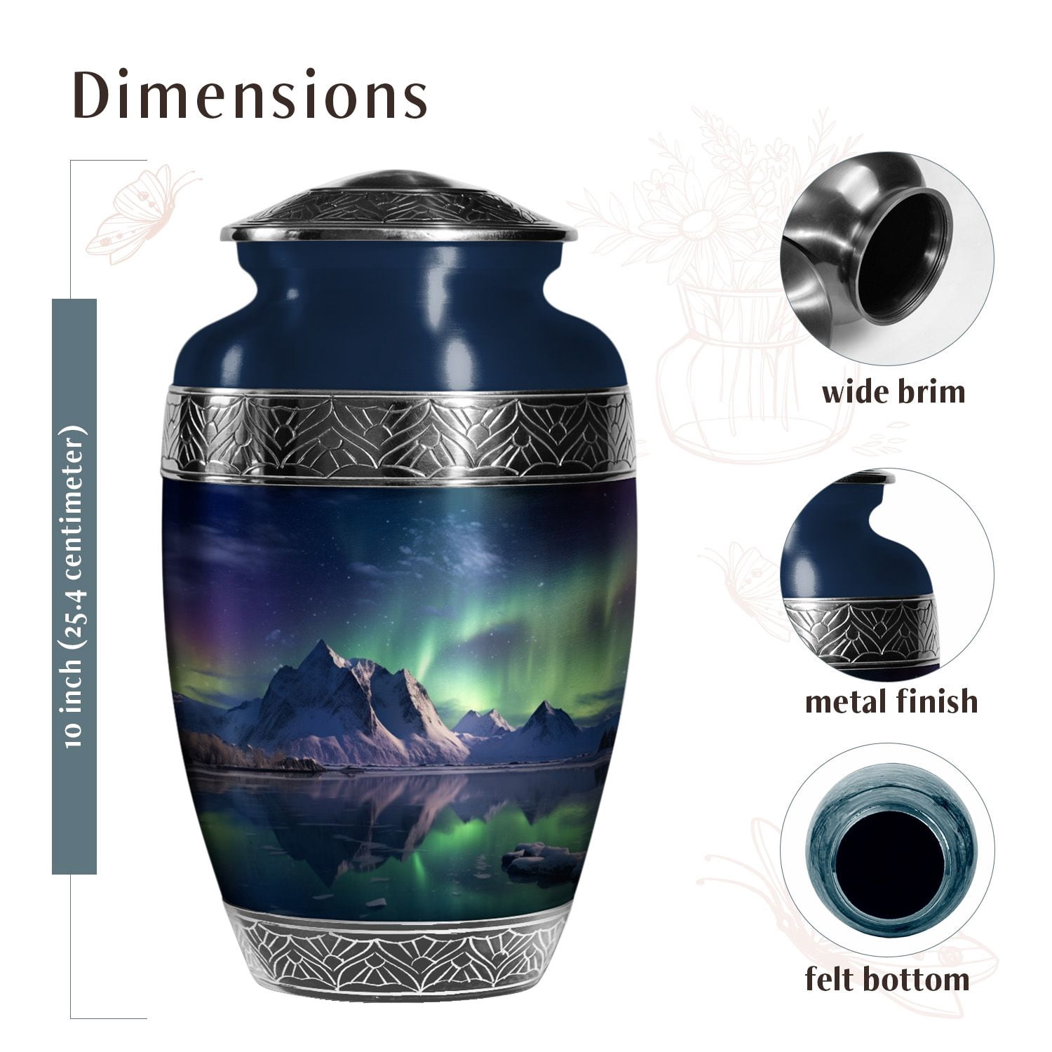KARYLIZ Aurora Urns For Ashes Adult Male Large Unique Burial Urn Human Ashes