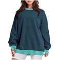 thumbnail image 2 of ameIAEA Womens Sweatshirts Long Sleeve Crewneck Pullover Tops Color Block Loose Fall Shirts, 2 of 4