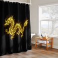 thumbnail image 4 of Dragons Flames Shower Curtain, Yellow Dragons Abstract Art Black Background Waterproof Shower Curtain Set with 12 Hooks Lightweight Bath Curtains Fabric Bathroom Decor 72x72 Inches, 4 of 9