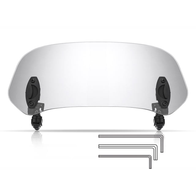 Adjustable 180° Motorcycle Windshield Extender - Universal Clip-On 36.5×15.5cm Transparent PC Lens with Rubber Pads, Reduces Wind Noise & Enhances Riding Comfort, Fits 3-5mm Windshields/Fairings for