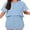 Light Blue, variant on Arshiner Girls 2 Piece Outfits Summer Clothes Short Sleeve Drop Shoulder Shirt and Skirt with Built-in Shorts Athletic Sets
