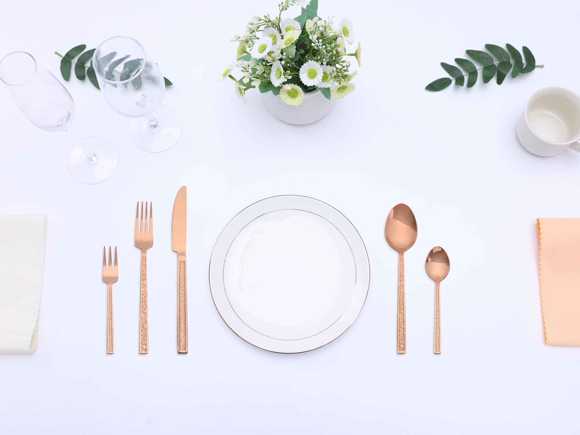 Unique Bargains 30 Pieces Stainless Steel Silverware Set for 6 Rose Gold