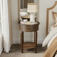 thumbnail image 2 of COSIEST Rustic Solid Wood Mirrored Tabletop Brown Side Table with Drawer for Living Room, 2 of 7
