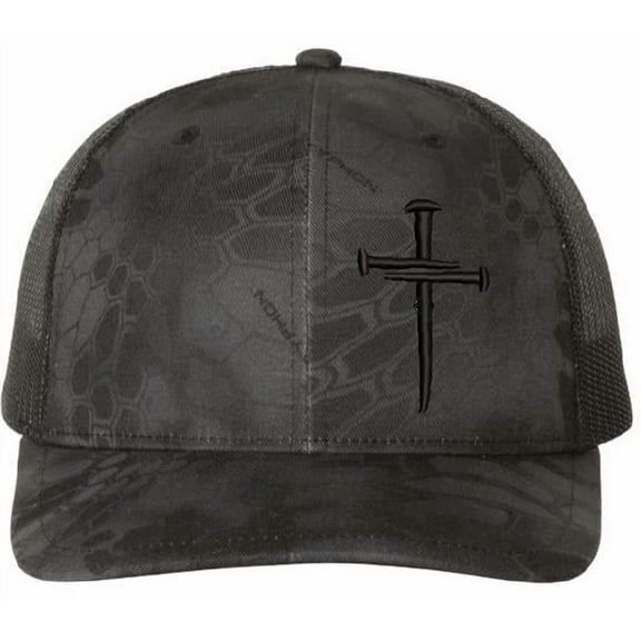 Christian Hats for Men Women Jesus 3 Nail Cross BLACK CROSS
