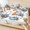 White, variant on King Size Fitted Sheet Set - Fall Blue Pumpkin 3 Piece Bedding Sets 16" Deep Pocket Fitted Sheet with 2 Pillowcases, Thanksgiving Autumn Daisy Beige Vintage Brushed Microfiber Hotel Luxury Bed Sheets
