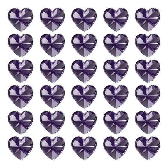 Uxcell K9 Crystal Heart Beads 1 Holes Pendants, 30 Pack 14mm Chandelier Prisms Parts Ornaments Hanging Beads for DIY Arts Crafts Decoration, Dark Purple