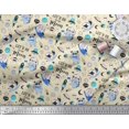 thumbnail image 3 of Soimoi Rayon Crepe Fabric Planet,Rocket & Astronaut Animals Cartoon Print Fabric by Yard 46 Inch Wide, 3 of 3