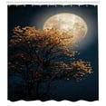 thumbnail image 3 of Ambesonne Moon Shower Curtain, Retro Yellow Flowers Tree, 69"Wx84"L, Dark Blue Orange, 3 of 3