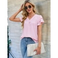 thumbnail image 3 of Mawalde Womens Dressy Casual Shirts Short Sleeve V Neck Work Blouse Business Casual Summer Tops 2025 Light Pink L, 3 of 5