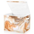 thumbnail image 3 of Orange Marble Storage Basket Foldable Laundry Basket Shelf Kids Toy Storage Container Organizer with Handles, 3 of 7