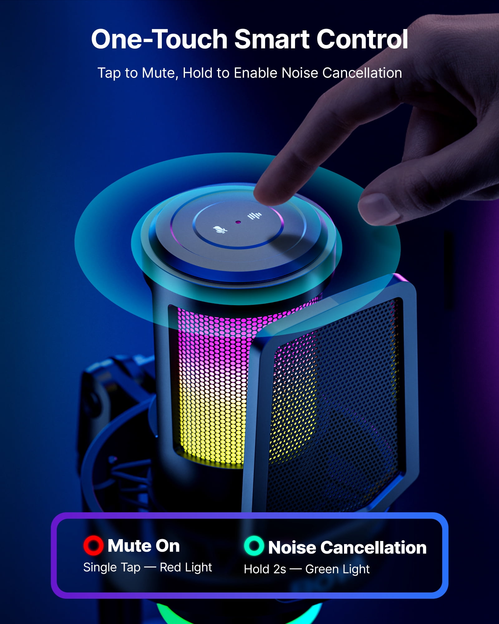 BOYA USB Gaming Microphone for Windows, MasOS, Andriod, iOS, PS4, PS5, Streaming Microphone with 9 RGB, 3.5mm Headphone, Gain Knob, Mute Button, DSP Noise Reduction, (with Desktop Stand )