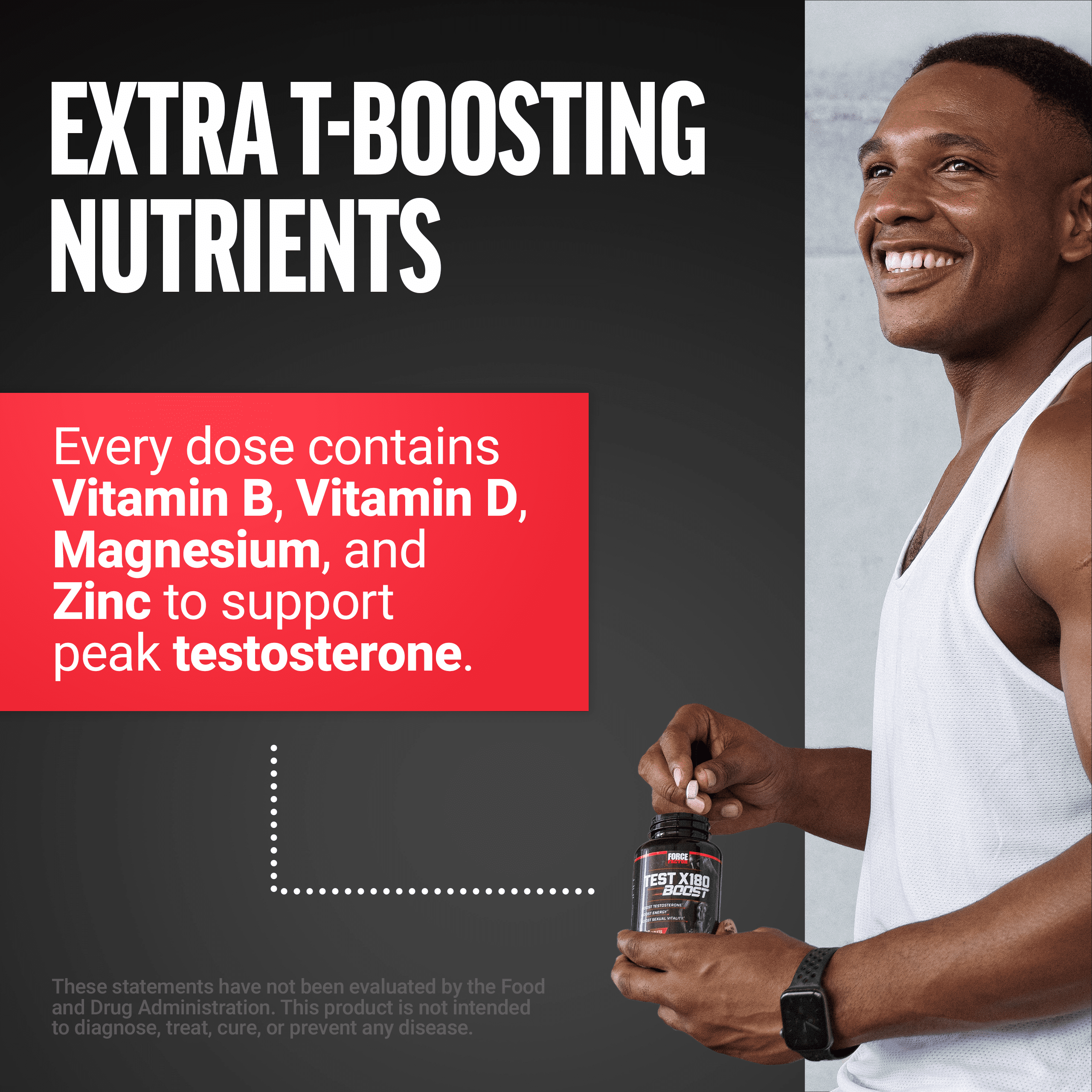 Force Factor Test X180 Boost, Testosterone Booster for Men with Boron, Fenugreek & Tribulus Terrestris for Muscle, Libido & Men’s Health, 120 Tablets