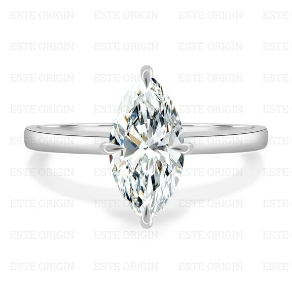 ESTE ORIGIN 2.00Ct Lab-Grown Marquise Diamond Solitaire Engagement Ring with Eagle Claw Setting in 14K White Gold for Women