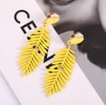 thumbnail image 2 of Copy of Clip on 3" gold and yellow dangle pointed leaf earrings, 2 of 4