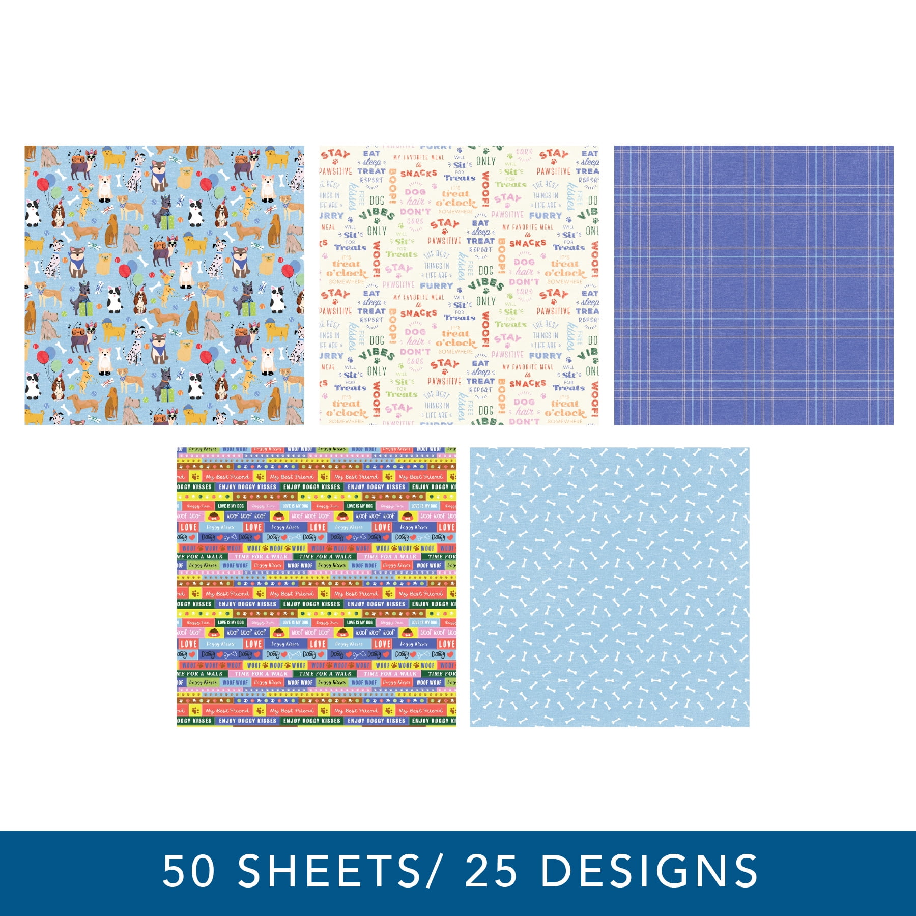 Roobee by Hello Hobby Dogs Paper Pad, Multicolor Design Scrapbook Paper, 50 Sheets, 25 Designs