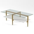 thumbnail image 3 of Evelyn&Zoe Otto 47" Wide Rectangular Coffee Table with Faux Marble Shelf, Blackened Bronze/Faux Marble, 3 of 8