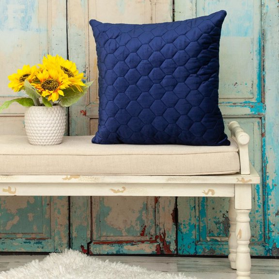 Nassau Collection Quilted Honeycomb Stitch Throw Pillow - 20" - Blue