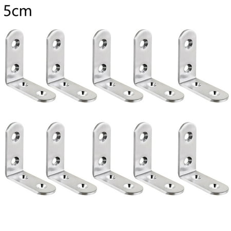 

10Pcs Corner Bracket Rustproof L-shaped Stainless Steel Shelf Stand Corner Brace for Furniture