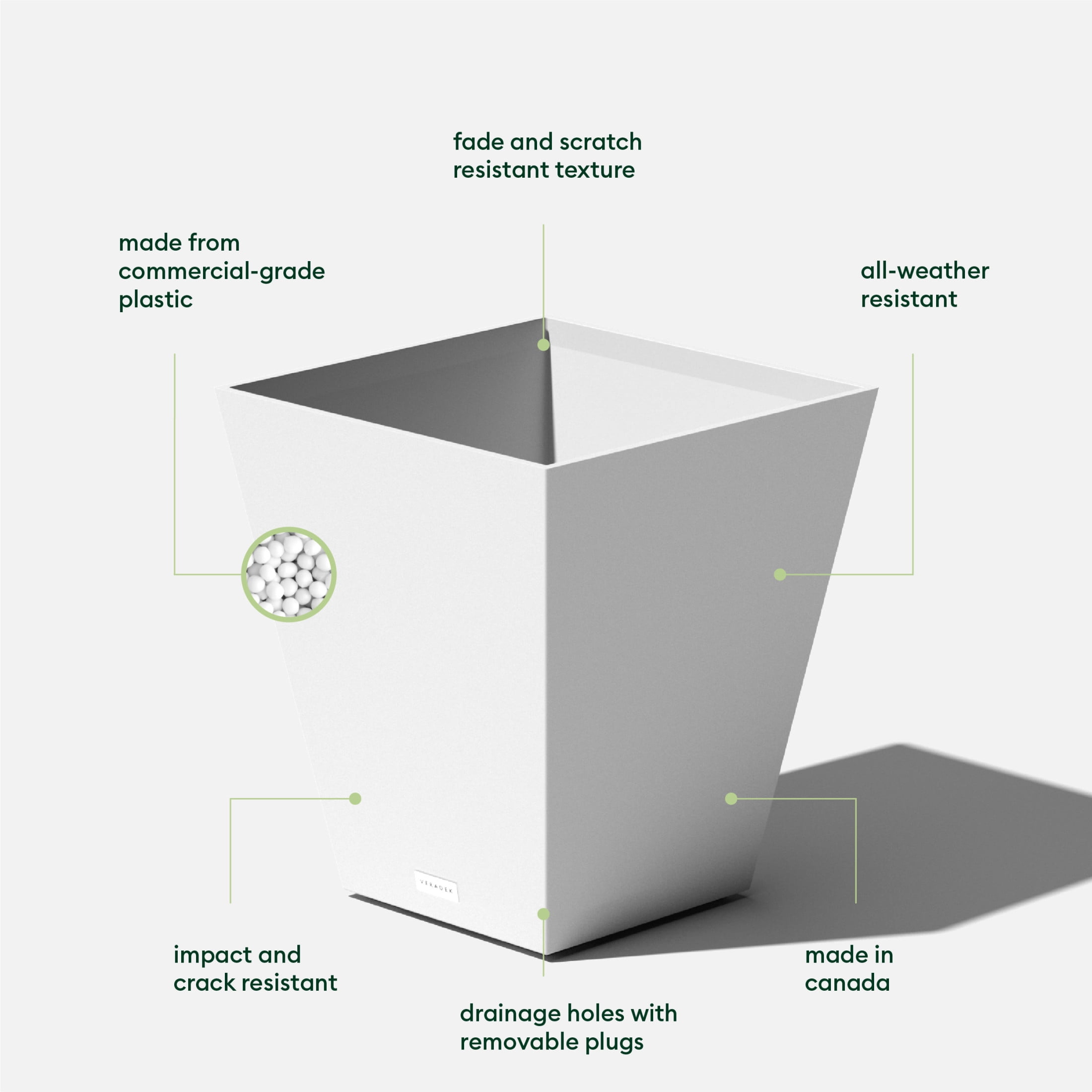 Veradek Pure Series Nobleton 18" Plastic Planter 2-Pack White