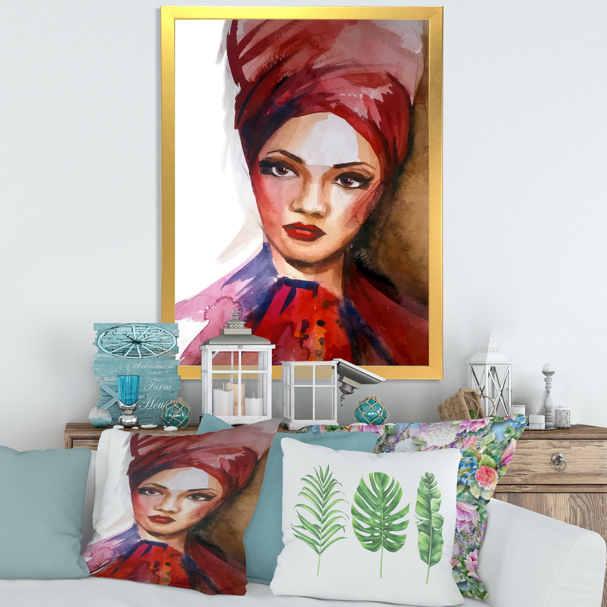Designart 'Portrait of Young African American Woman I' Modern Framed Art Print