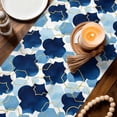 thumbnail image 3 of Navy Blue Geometric Moroccan Table Runner 48 Inches, Abstract Art Blue Ombre Modern Bed Runner Dresser Scarves Tabletop for Indoor Outdoor Parties/Ceremony/Banquet, 13" x 48", 3 of 8